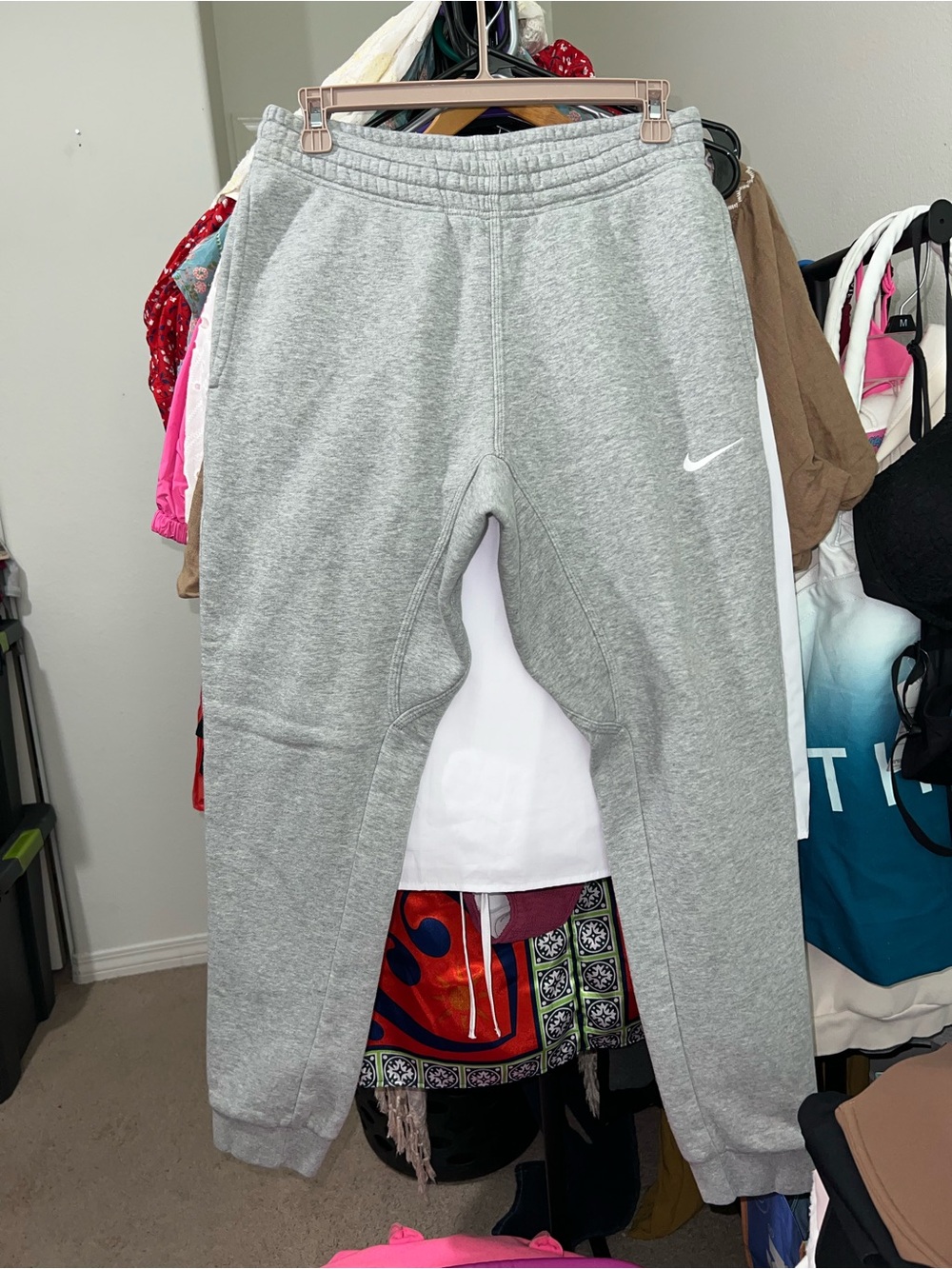 Nike Sportswear Club Gray Fleece Joggers with White Swoosh